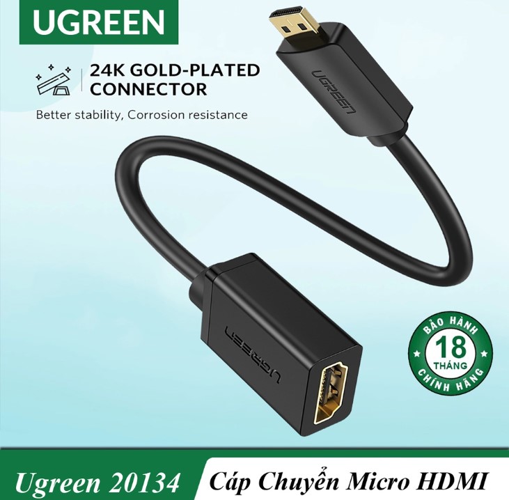 Cáp chuyển đổi micro HDMI to HDMI âm dài 20cm Ugreen 20134